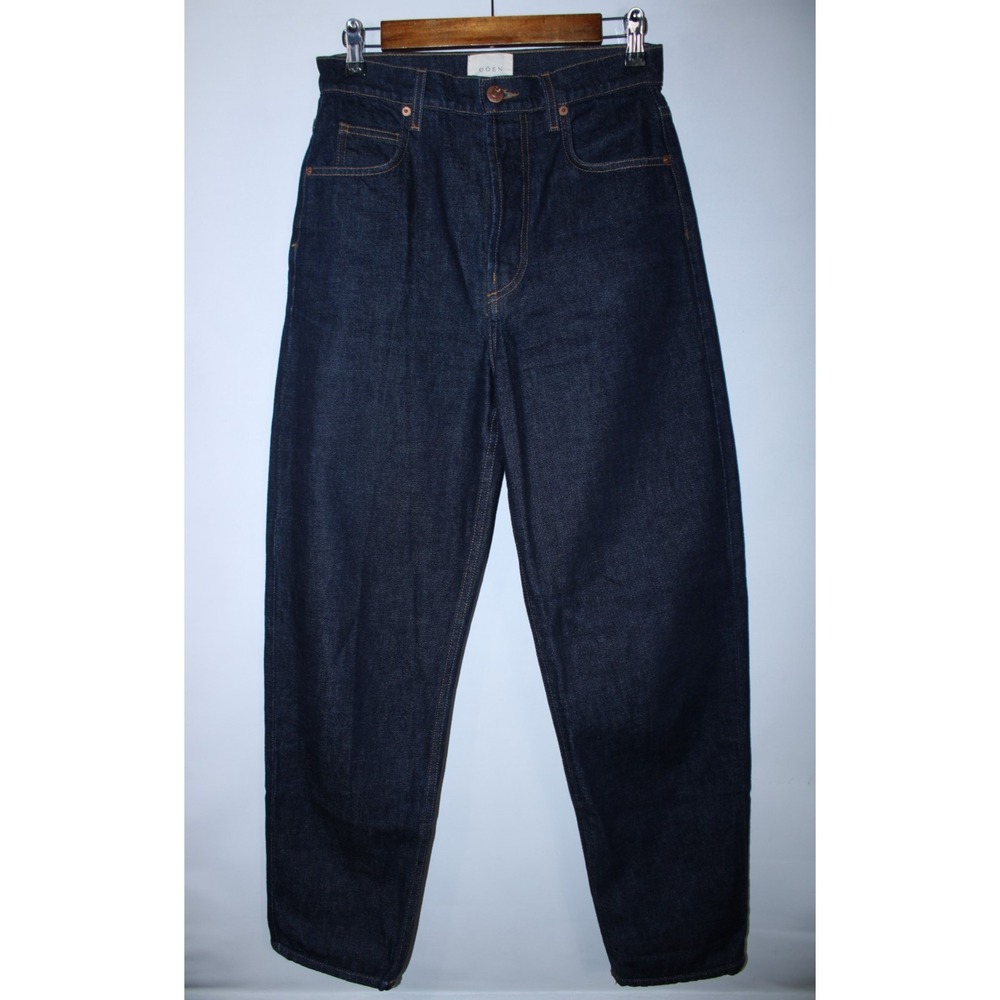 Doen Women's Size 26 Navy Blue Denim Barrel Leg High Rise Lady Jeans Made in USA
